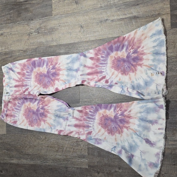 Peach Love California Pants - Peach Love California Jeans Womens Large Flare Bell Bottoms Jeans Pants Tie Dye